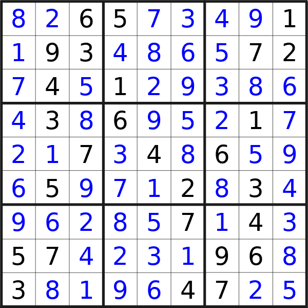 Sudoku solution for puzzle published on Saturday, 19th of October 2024