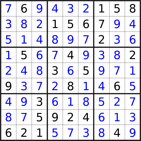 Sudoku solution for puzzle published on Sunday, 20th of October 2024