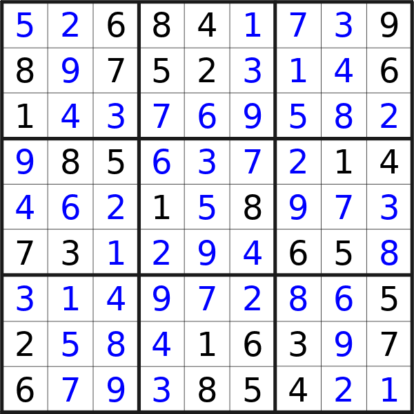 Sudoku solution for puzzle published on Tuesday, 22nd of October 2024