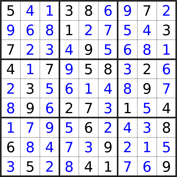 Sudoku solution for puzzle published on Wednesday, 23rd of October 2024