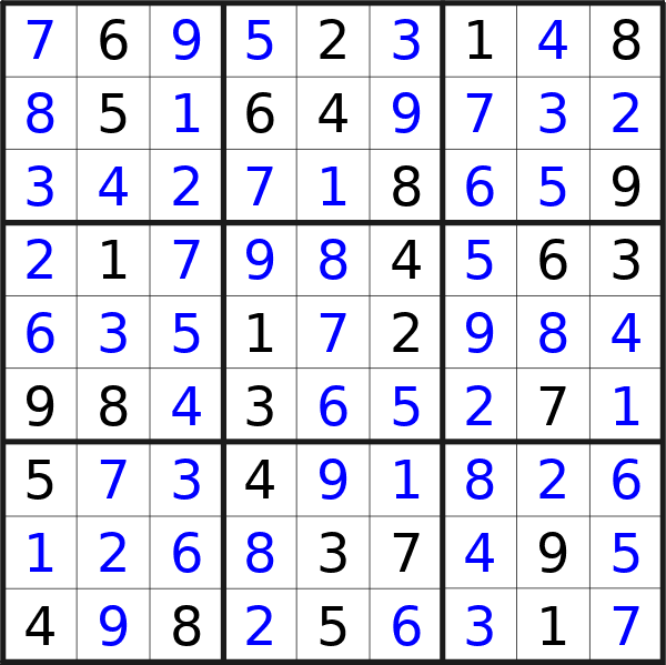 Sudoku solution for puzzle published on Friday, 25th of October 2024