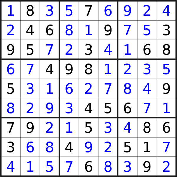 Sudoku solution for puzzle published on Monday, 28th of October 2024