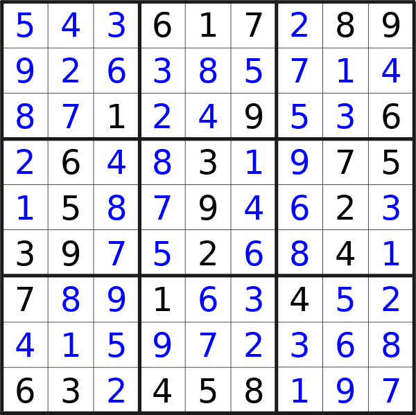 Sudoku solution for puzzle published on Wednesday, 30th of October 2024