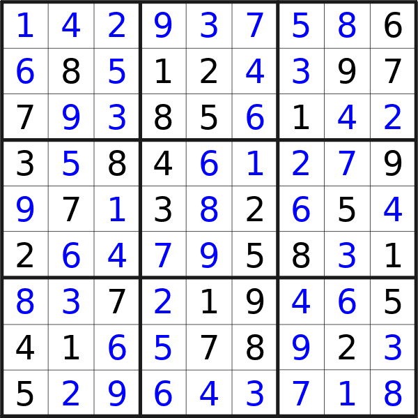 Sudoku solution for puzzle published on Friday, 1st of November 2024