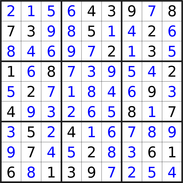 Sudoku solution for puzzle published on Sunday, 3rd of November 2024