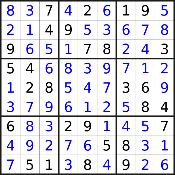 Sudoku solution for puzzle published on Monday, 4th of November 2024