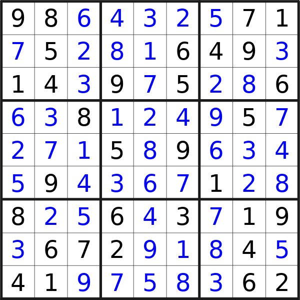 Sudoku solution for puzzle published on mercoledì 6 novembre 2024