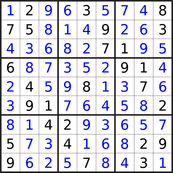 Sudoku solution for puzzle published on giovedì 7 novembre 2024