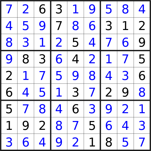 Sudoku solution for puzzle published on venerdì 8 novembre 2024