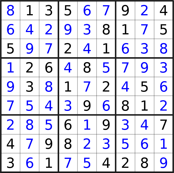 Sudoku solution for puzzle published on lunedì 11 novembre 2024