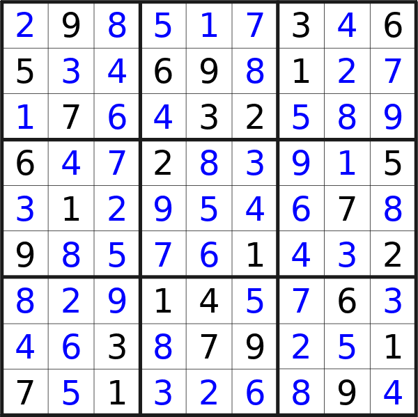 Sudoku solution for puzzle published on Tuesday, 12th of November 2024