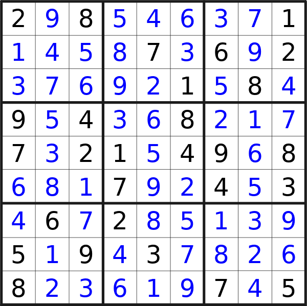 Sudoku solution for puzzle published on Wednesday, 13th of November 2024