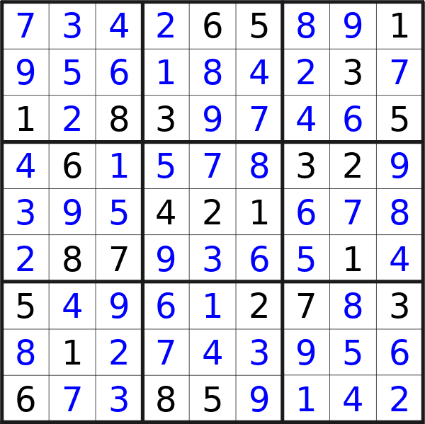 Sudoku solution for puzzle published on Sunday, 17th of November 2024