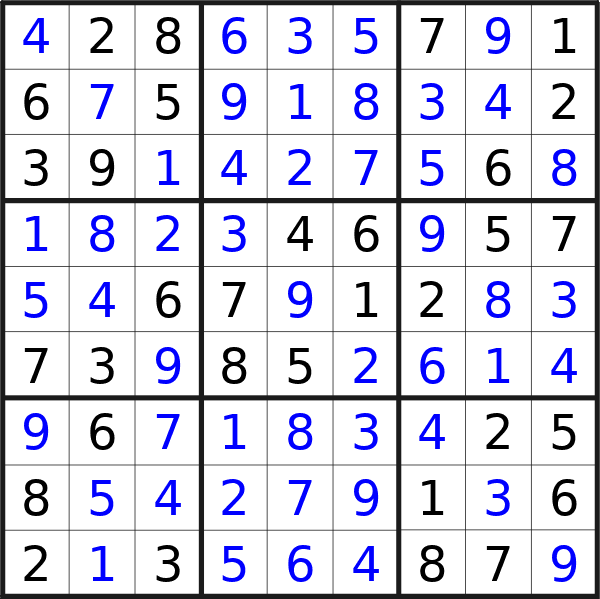 Sudoku solution for puzzle published on Tuesday, 19th of November 2024