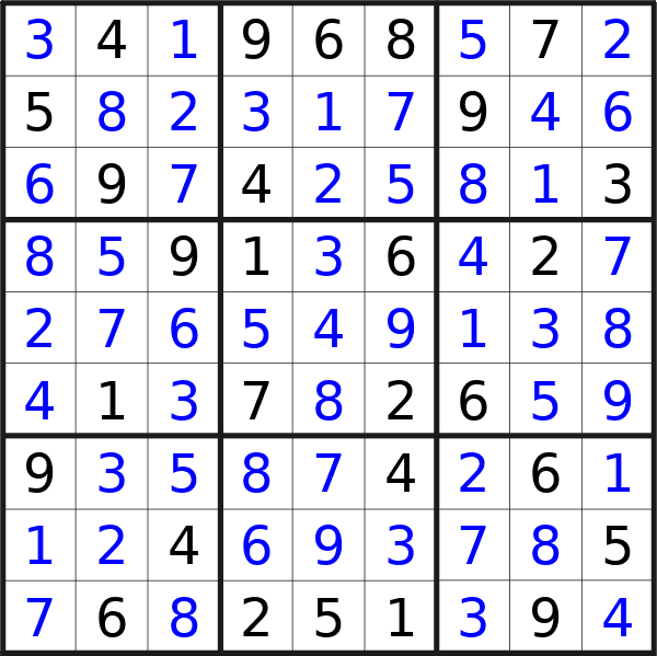 Sudoku solution for puzzle published on Wednesday, 20th of November 2024