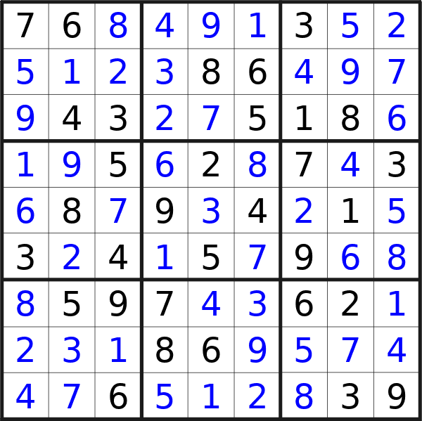 Sudoku solution for puzzle published on giovedì 21 novembre 2024