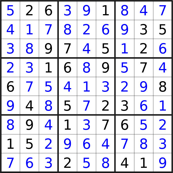 Sudoku solution for puzzle published on Friday, 22nd of November 2024