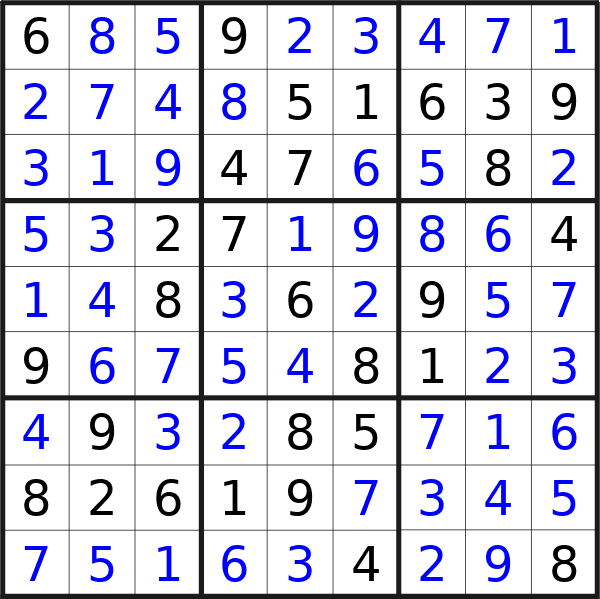 Sudoku solution for puzzle published on domenica 24 novembre 2024