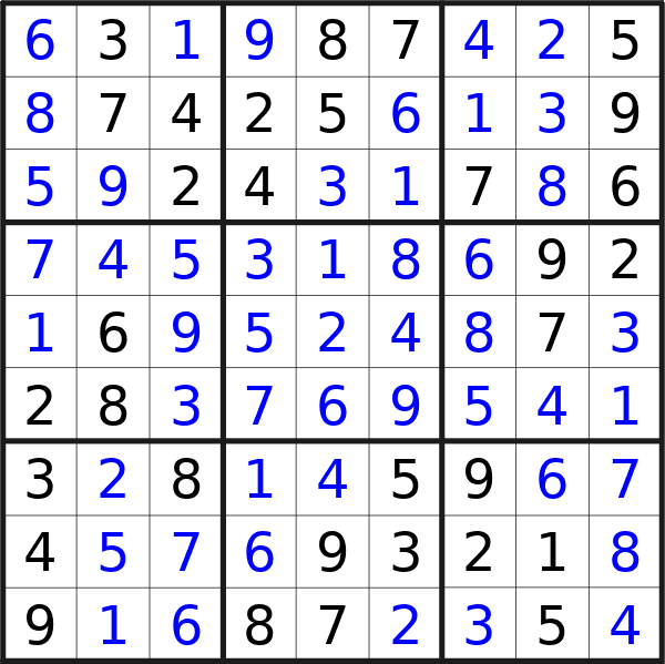 Sudoku solution for puzzle published on Tuesday, 26th of November 2024