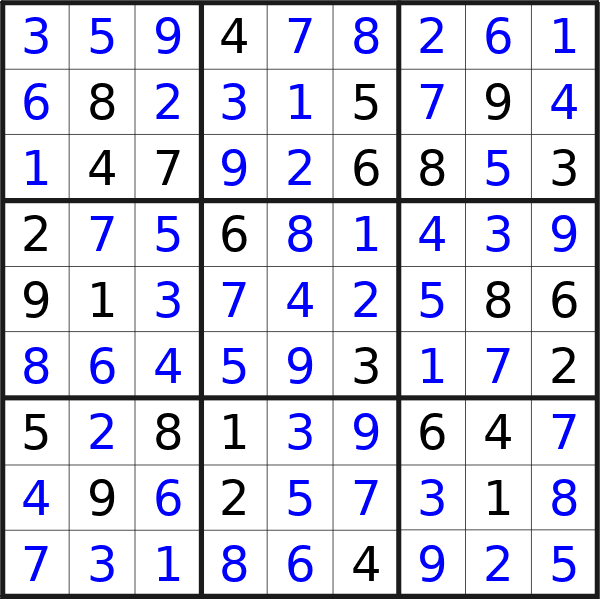 Sudoku solution for puzzle published on giovedì 28 novembre 2024