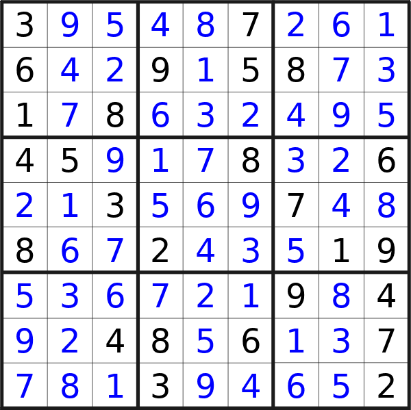 Sudoku solution for puzzle published on Saturday, 30th of November 2024