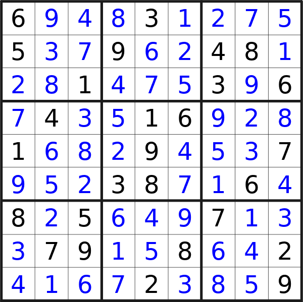 Sudoku solution for puzzle published on Monday, 2nd of December 2024