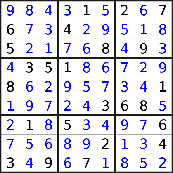 Sudoku solution for puzzle published on martedì 3 dicembre 2024