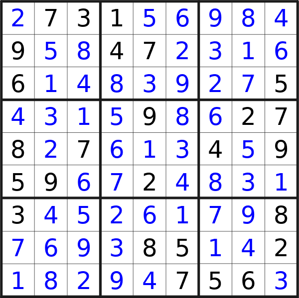 Sudoku solution for puzzle published on Wednesday, 4th of December 2024