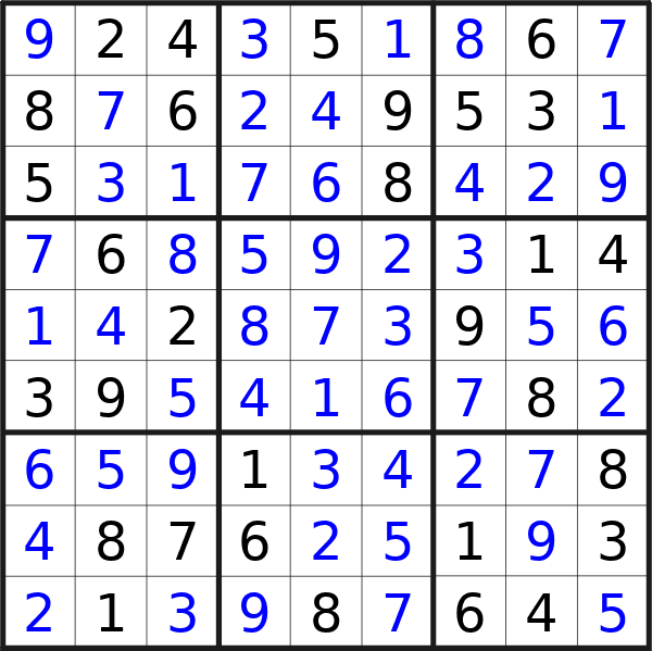 Sudoku solution for puzzle published on Thursday, 5th of December 2024