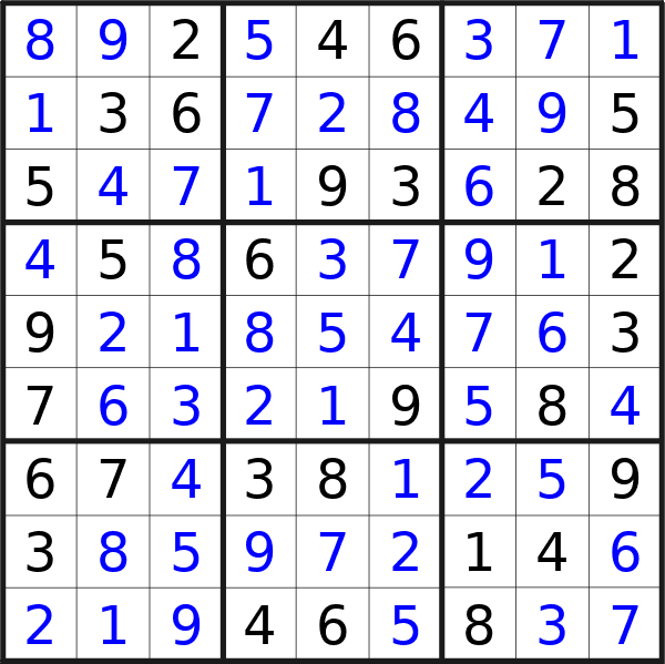 Sudoku solution for puzzle published on Friday, 6th of December 2024