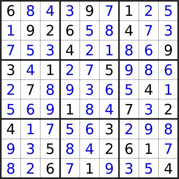 Sudoku solution for puzzle published on sabato 7 dicembre 2024