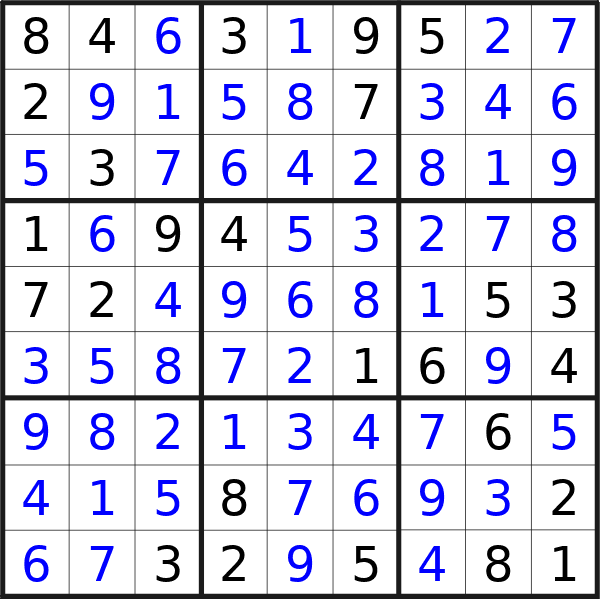 Sudoku solution for puzzle published on Sunday, 8th of December 2024