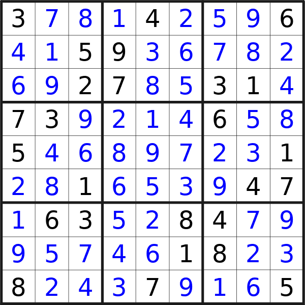 Sudoku solution for puzzle published on Monday, 9th of December 2024