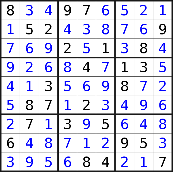 Sudoku solution for puzzle published on martedì 10 dicembre 2024