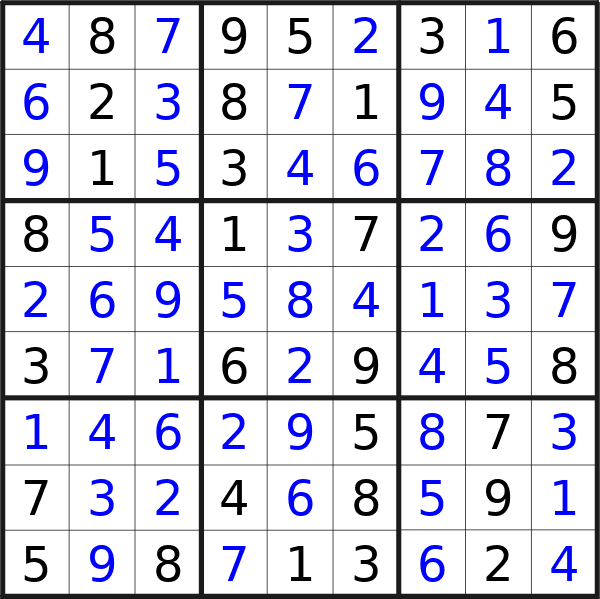 Sudoku solution for puzzle published on Wednesday, 11th of December 2024