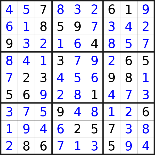 Sudoku solution for puzzle published on Thursday, 12th of December 2024