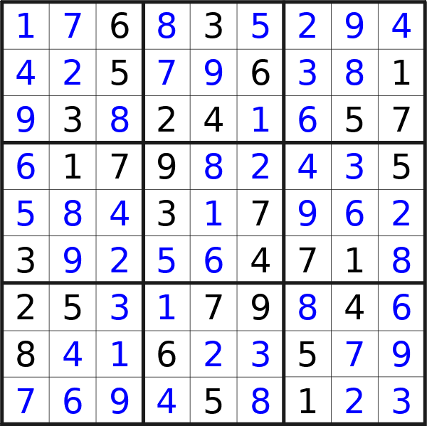 Sudoku solution for puzzle published on venerdì 13 dicembre 2024