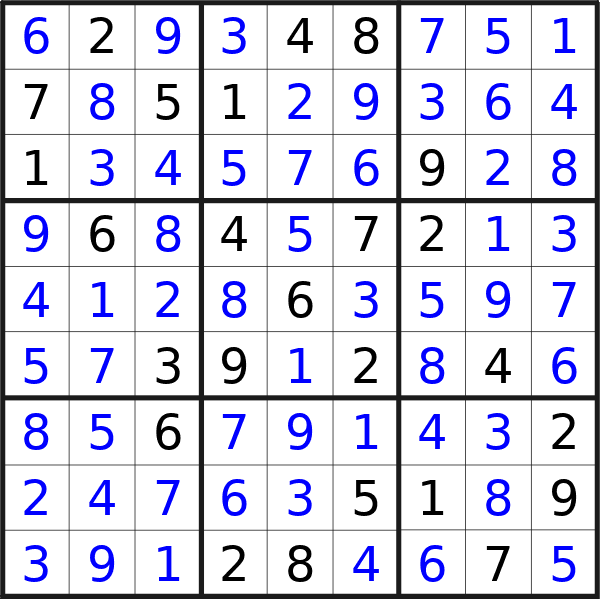 Sudoku solution for puzzle published on Sunday, 15th of December 2024