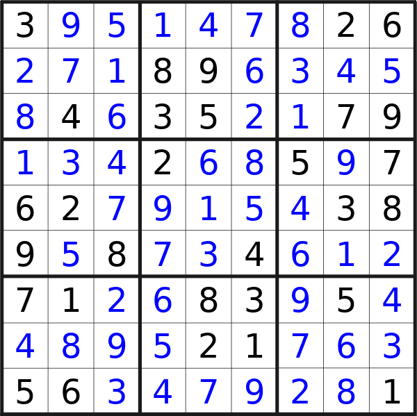 Sudoku solution for puzzle published on lunedì 16 dicembre 2024