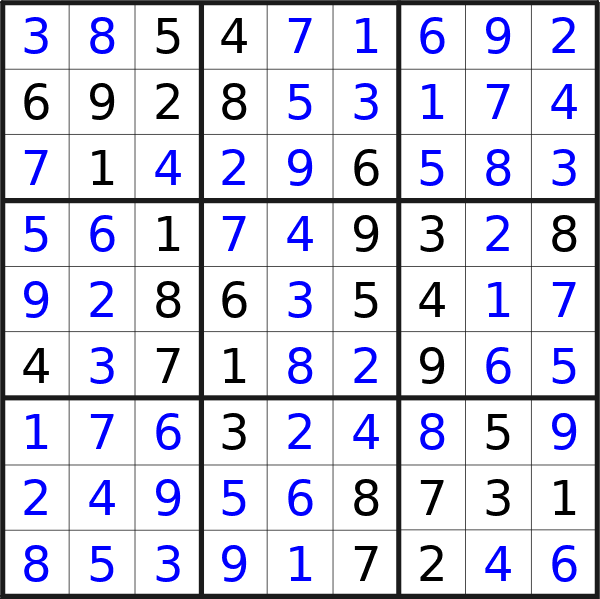 Sudoku solution for puzzle published on Thursday, 19th of December 2024