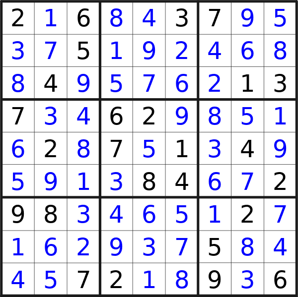 Sudoku solution for puzzle published on Sunday, 29th of December 2024